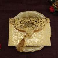 Pocket Invitation Card with Tassel Foil Printing Wedding Invitation Customized 